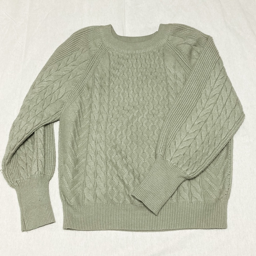 Lalavon Medium Light Mint Cable Knit Pullover